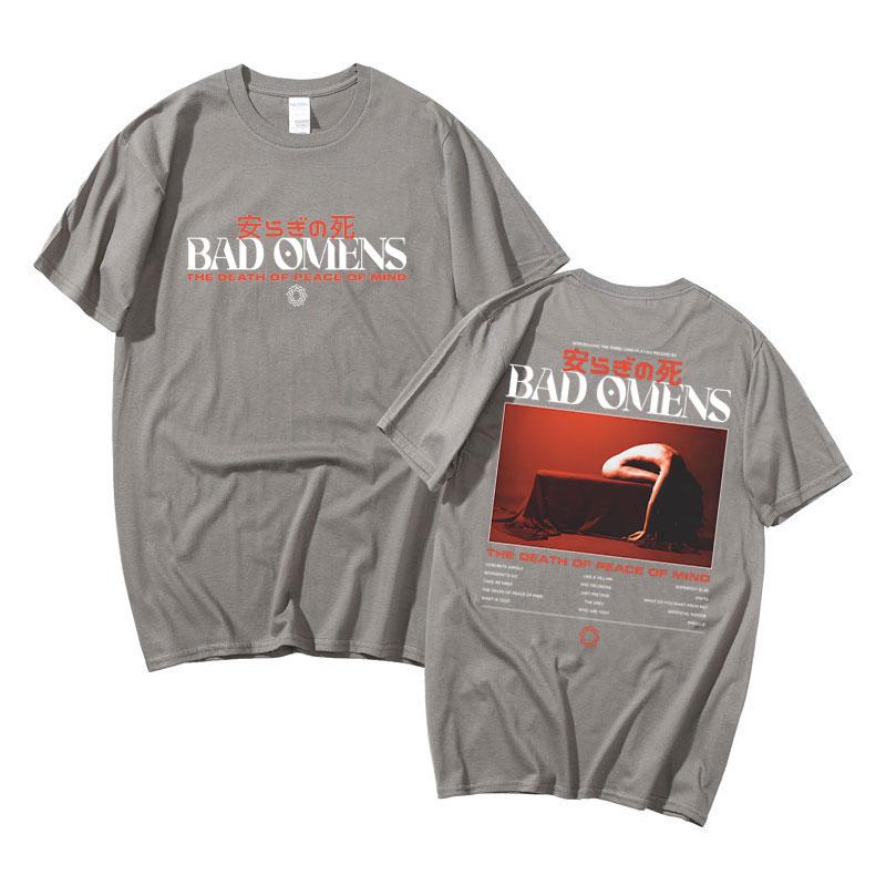 2025 Summer Bad Omen Bands Peace of Mind Music Album Graphic Tshirt Mens Retro Rock Punk Cotton Tshirt Oversized Shirt