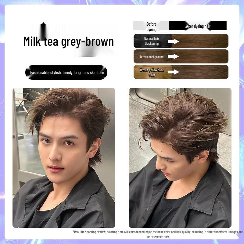 Men's Milk Tea Gray No-Bleach Hair Dye Cream
