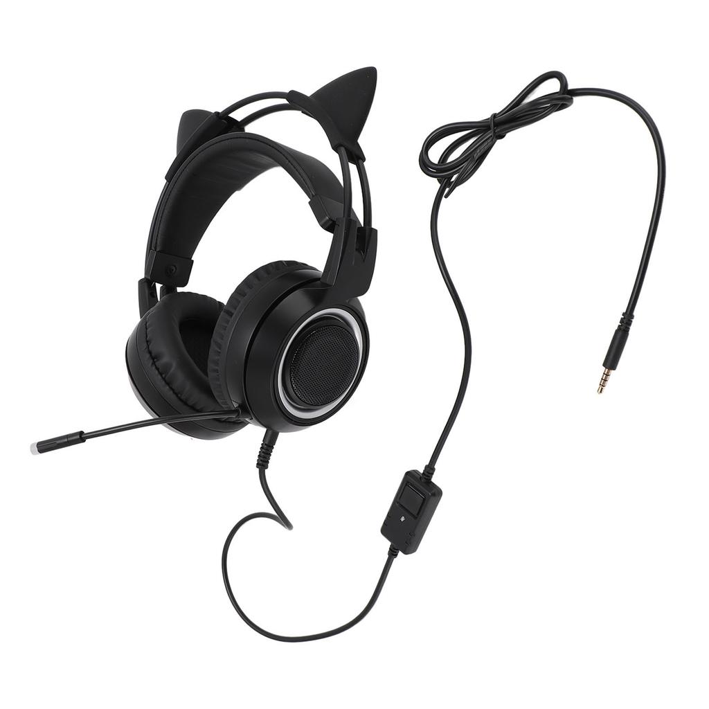 Gaming Hdset 3.5mm Plug Stereo Noise Reduction Cute Cat   Over r Hdphone with Mic for Girls for X BOX PC Phone