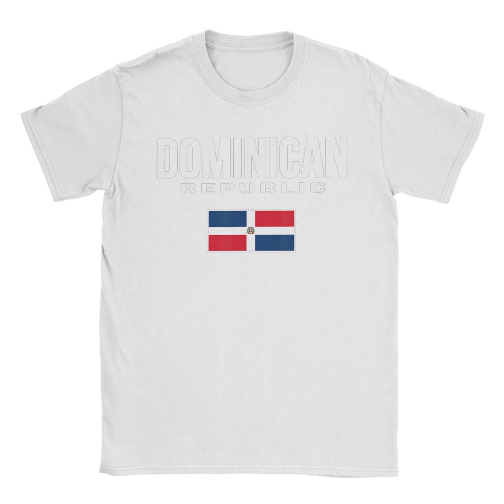 Vintage T-shirt Sommar DR Dominikanska Republikens Flagga República Dominicana Souvenir T-shirts för Unisex Större Storlekar Kortärmade T-shirts