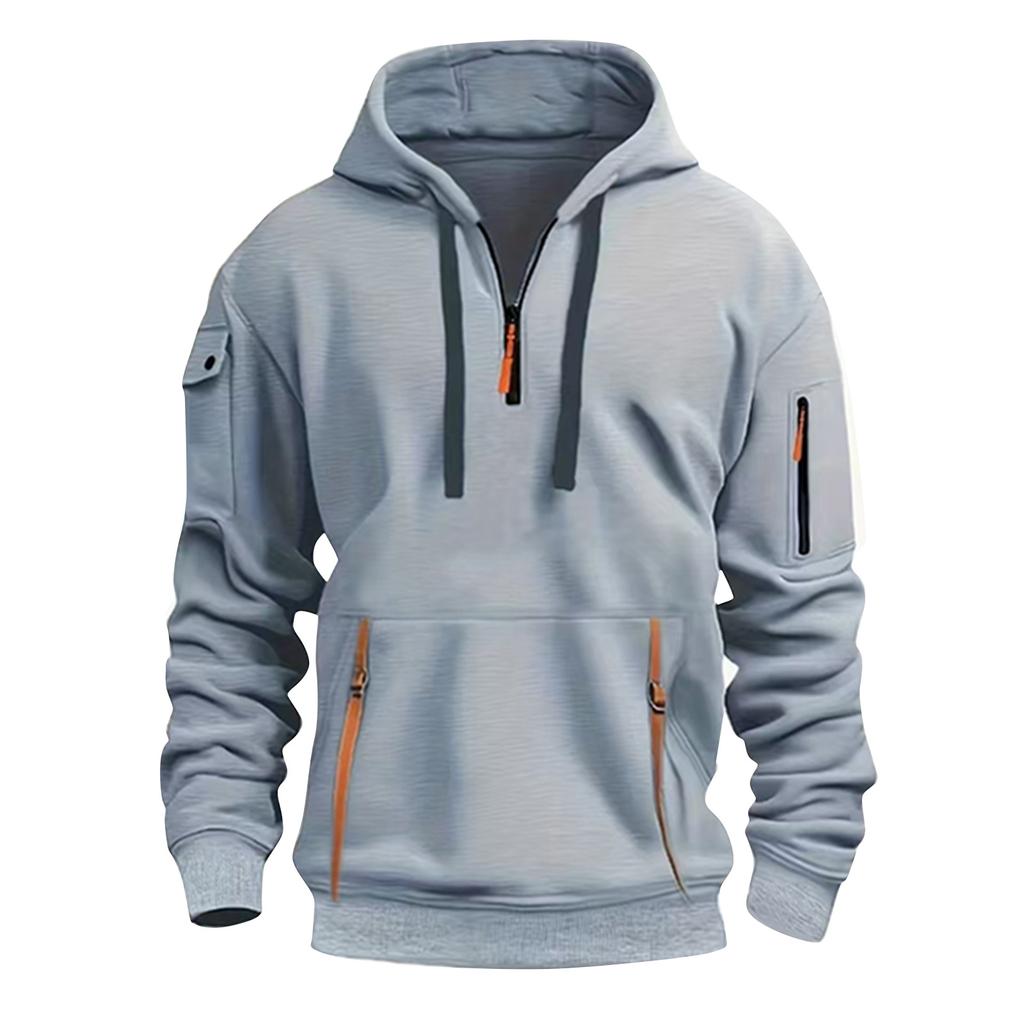 Men's Color Half-Zip Hoodie Men's Sports Plus Size Casual Sweatshirt