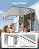 Verkaufsfenster 135x84 cm, Servicefenster aus Aluminiumlegierung für Food Truck, bis zu 85 Grad aufstellbares Bedienfenster mit 4 Schiebefenstern, Markisentür,
