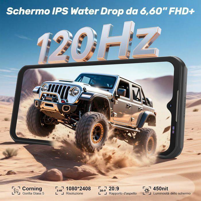 OUKITEL WP55 Pro Smartphone Incassable 5G 512Go 108MP 11000mAh 120Hz 6.6" FHD+ 2.4K Téléphone Incassable Dual SIM/NFC/IP68 Orange