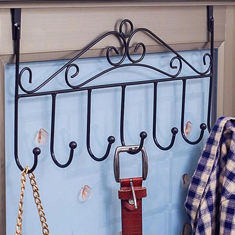 Over The Door Hook Rack No Drilling Wall Mounted Storage Organizer Heavy Duty Metal Door Hanger for Clothes Bags Towels and Accessories