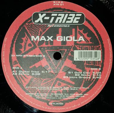 Disc de 12 inch MAX GIOLA - E.P. XTR01 X-Tribe 1998 Italia Dance & Electronica Folosit