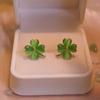 Cute Cat's Eye Stone Ear Stud Simple Friendship Earrings Four-leaf Clover Earrings  Jewelry Gifts