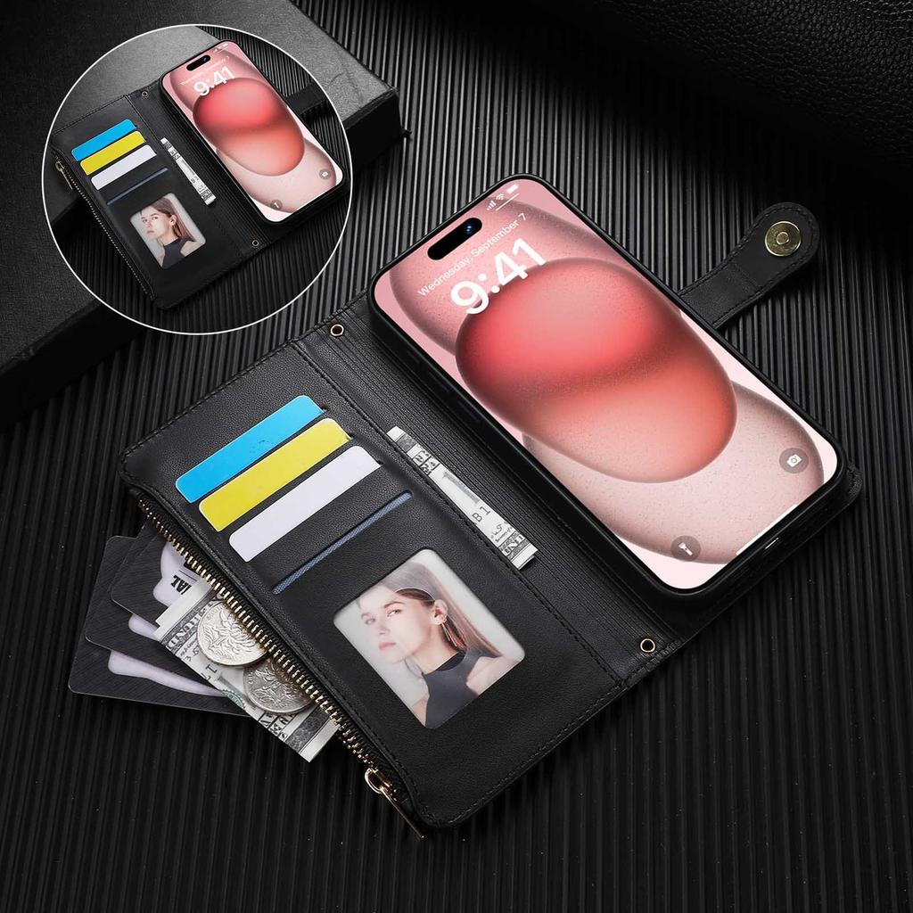 Crossbody Phone Case for Google Pixel 10 Pro XL Pixel9 9A 8 8A 7 7A 6 6A Diamond Pattern Zipper&buckle Leather Card Slot Wallet