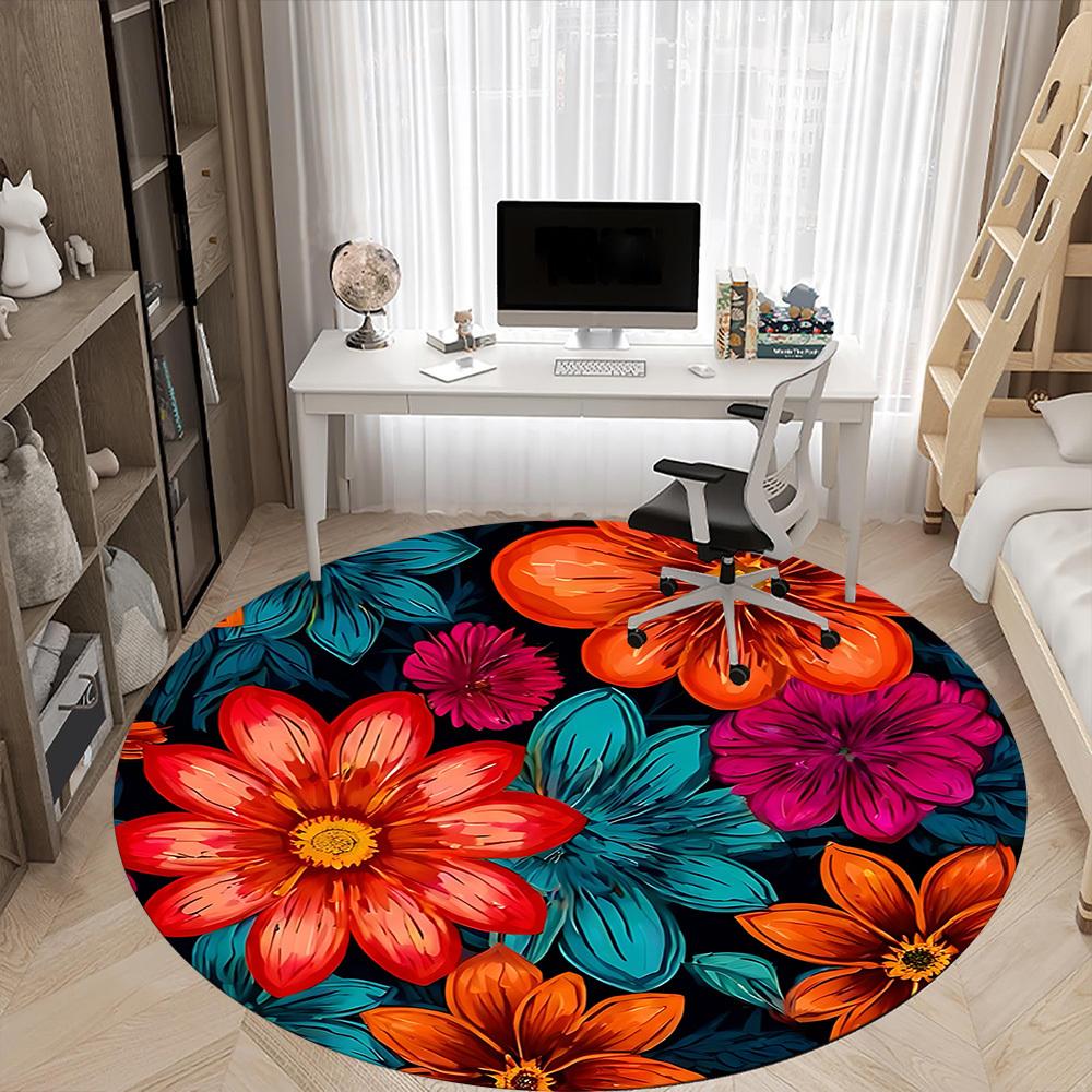 1PC Floral Pattern Chair Carpet for Office, Indoor Non-Slip Washable Carpet, Soft Comfortable Mat For Office Room yy250930322