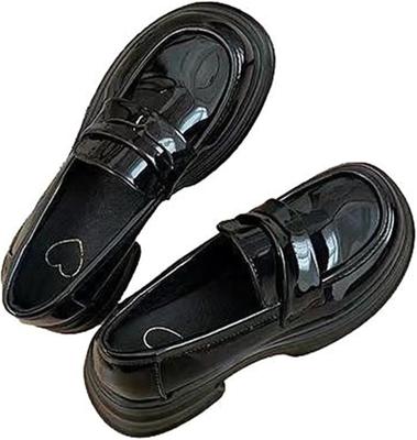 [1/2plus] Nibun No Ichi Plus Shoes Loafers Coin Studless Enamel-like Cushioned Leg-lengthening Sole Simple Pumps for Women (Glossy, Japanese Shoe Size