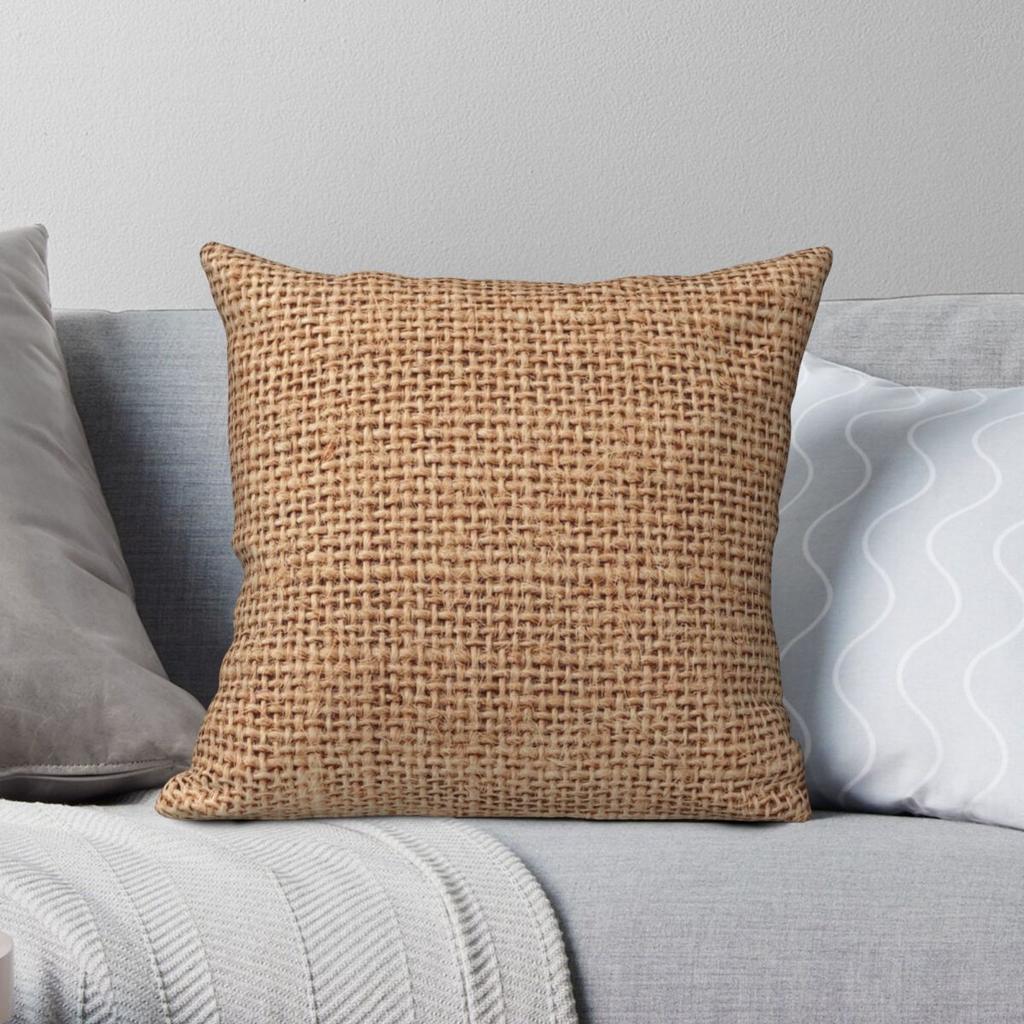 Jute Sack Burlap Square Pillowcase Polyester Linen Velvet Creative Zip Decorative Throw Pillow Case Car Cushion Cover 45X45