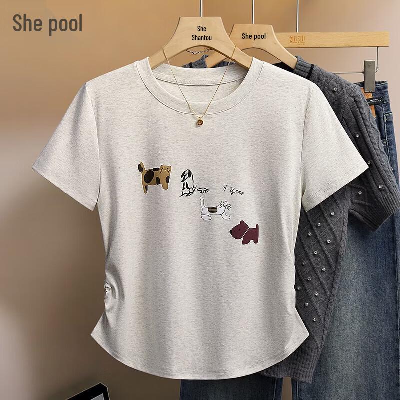 Women s Youthful Cartoon Print Short Sleeve T-shirt L