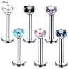 Alisouy 1PC Acciaio Inox Anello Labret Stella di Cristallo Lip Piercing Filettatura Interna Gemma Anello sul Labbro Dell'orecchio Trago Chiodo Orecchini Della Vite Prigioniera monili per il corpo e Piercing