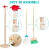 Kids Cleaning Set, 8 Pcs Wooden Housekeeping Play Set Includes Broom Mop Duster Dustpan Brushes Rag and Organizing Stand, Cleaning Toys Gift for