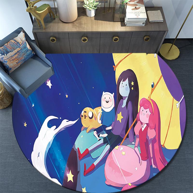 Tappeto Rotondo Adventure Time, Tappeto per Soggiorno Camera da Letto Divano Sala Giochi Decorazione, Tappetino Antiscivolo