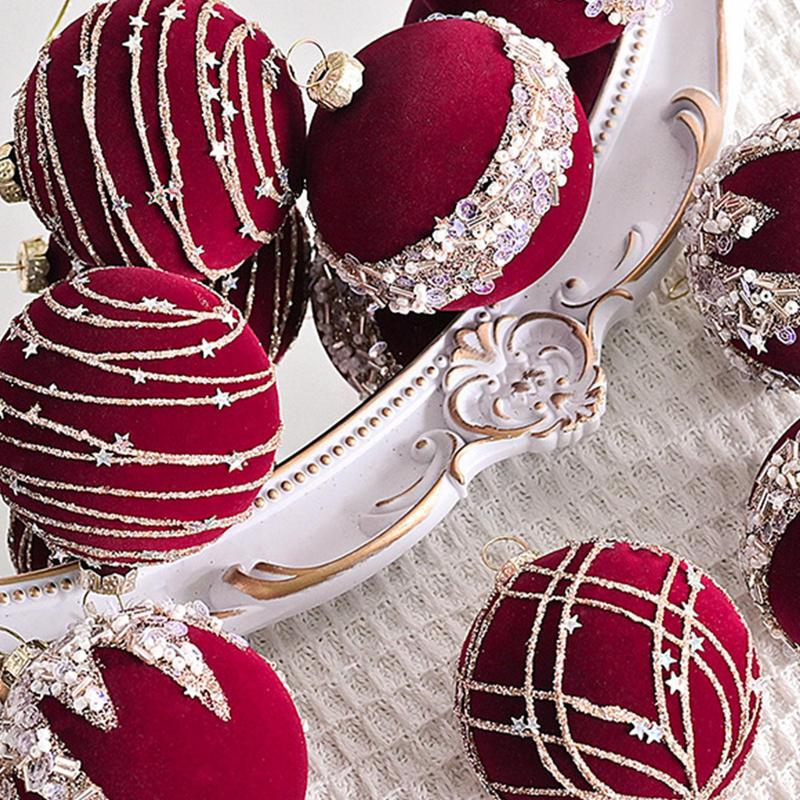 Glitter Christmas Balls 12pcs Decorative Shatterproof Ball For Christmas Tree Retro Christmas Tree Ball With Glitter For Holiday