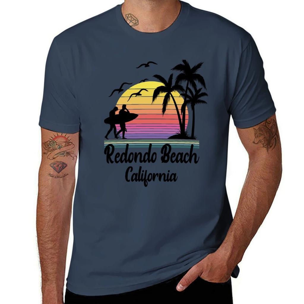 Redondo Beach California Seaside Retro Sunset Tshirt Moisture Wicking Quick Dry Tee