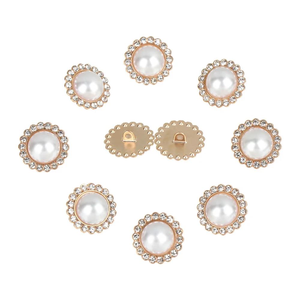 10 Pezzi Lega Strass Lucidi Perla Bottoni per Abbigliamento DIY Cucito Abbigliamento Bottone Lavorazione a Maglia Fatta a Mano Accessori Decorativi per Cucito