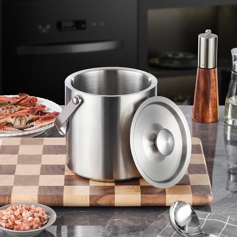 1.6/2/3/4L Stainless Steel Ice Bucket Insulated Ice Bucket With Lid Bar Party Whiskey Beverage Tools Beer Wine Bottle Container