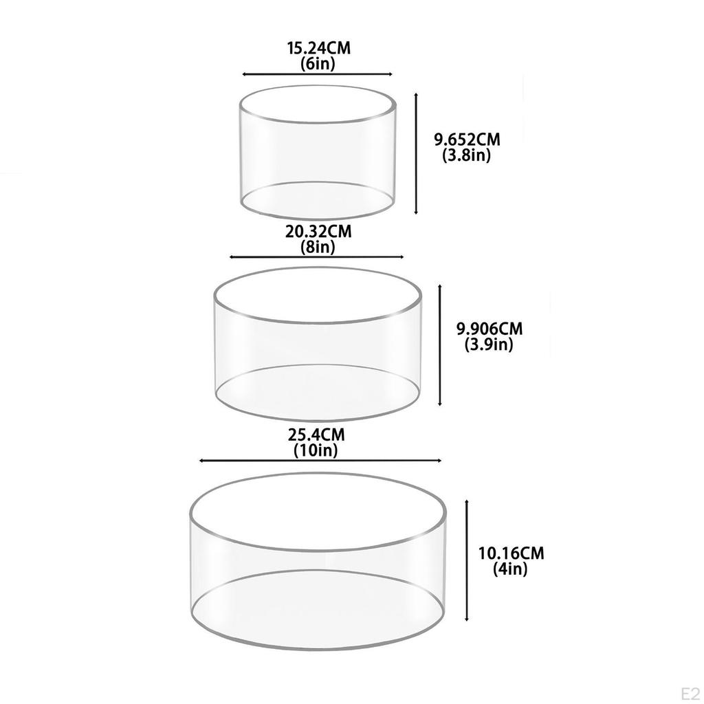 3x Kuchenständer Cupcake 6" 8" 10" Stapelbar Transparent Erhöhung Zylinderboxen
