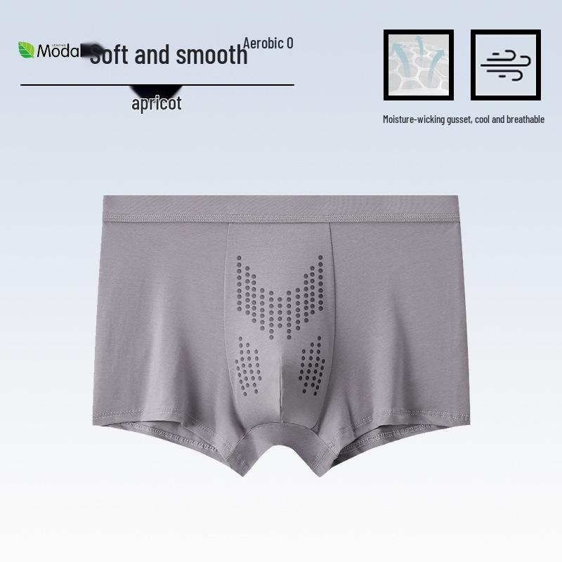 Men's Oyster Antibacterial Breathable Knitted Mid-Waist Massage Underwear.