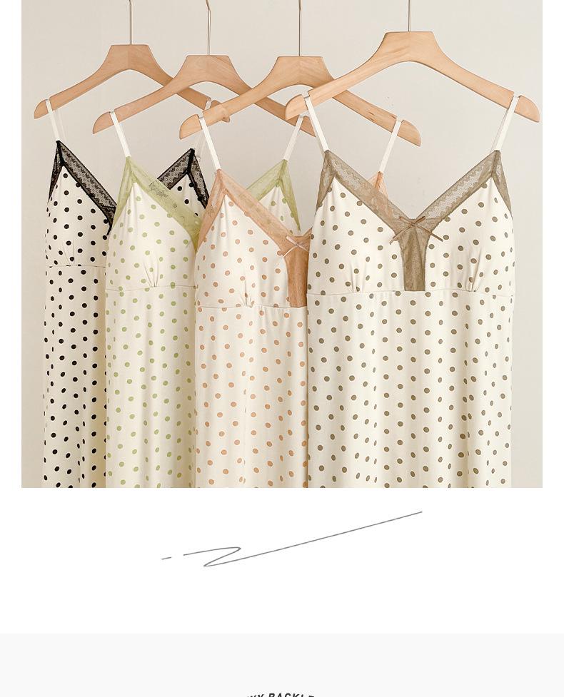 Women's Camisole Nightgown - Lace, Sexy Girlish Style, with Chest Pads, for Spring & Autumn.