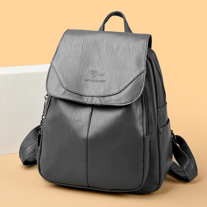 Soft Leather, Fashionable and Versatile Backpack, Large-capacity Travel Bag for Women