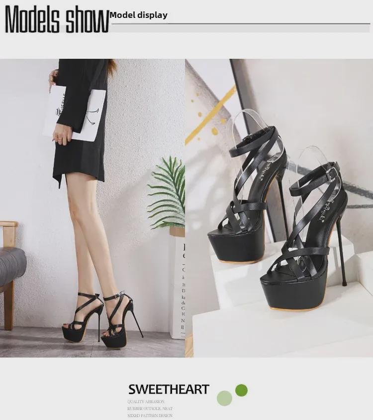 Women's Waterproof Platform Stilettos: Large-Size Sexy Pole Dance & Catwalk Hollow Sandals