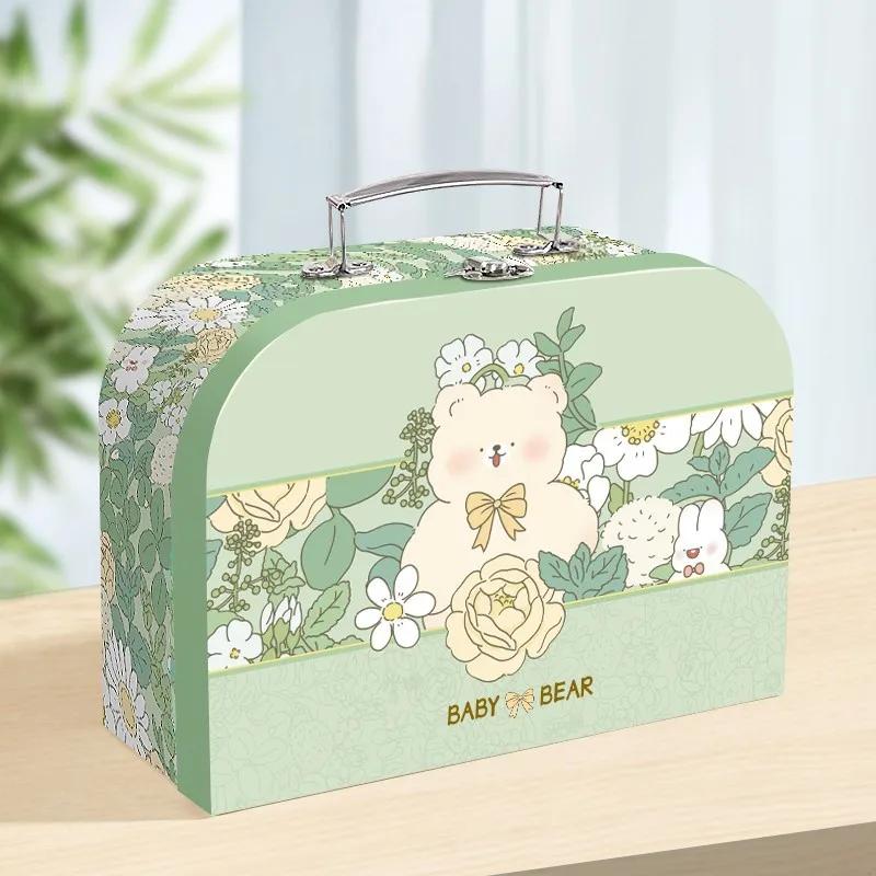 

Портативный ящик для хранения чемодан картонные коробки кейс небольшой ручной декоративный подарок картон канцелярский органайзер chesttravel 25.5X18.5X10cm