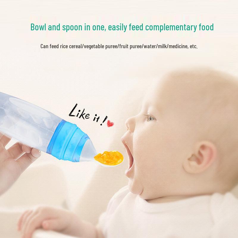 Silicone Baby Training Rice Cereal Food Bottle with Spoon