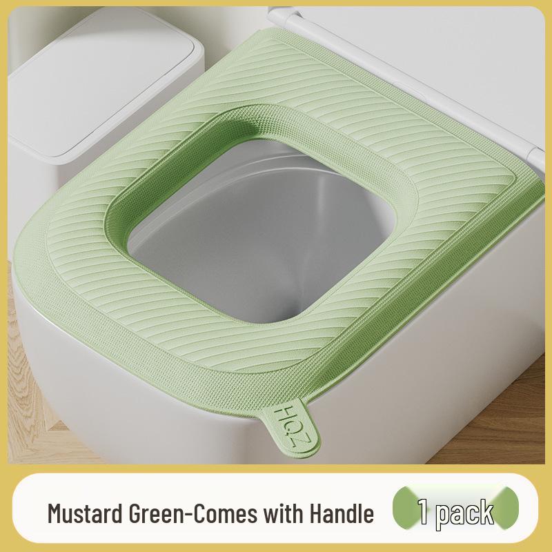Four-Season Waterproof Toilet Seat Cushion with Lid and Thickened Pattern Cover