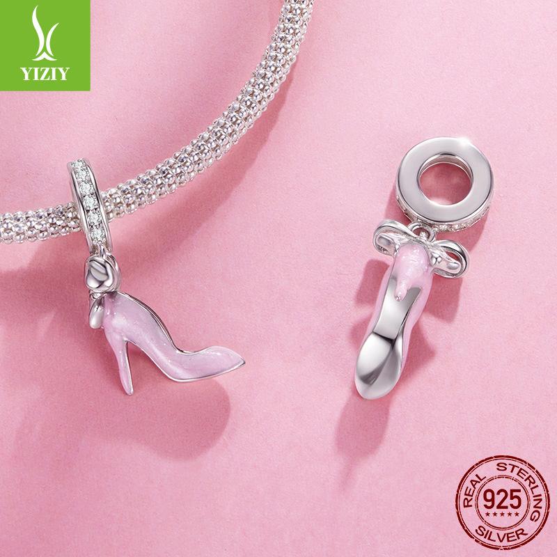 Talons Hauts Roses Pendentif Argent Sterling S925 Accessoires Style Princesse Fée Bracelet DIY Perlé