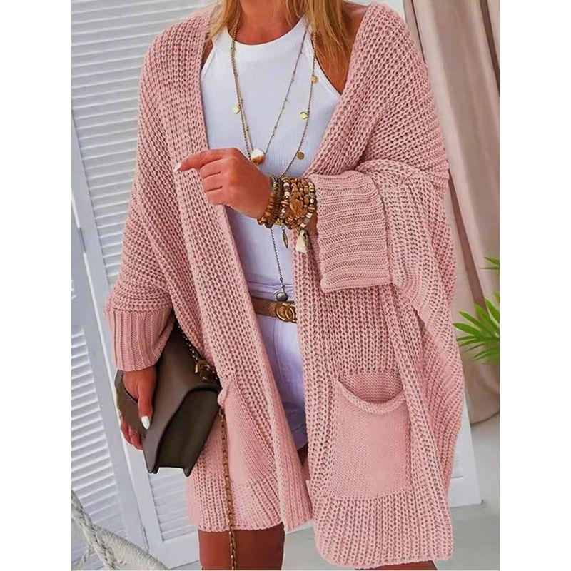 Autumn knit Sweater Women Cardigan Commuter Style Loose Mid-Length Outerwear Plus size Leisure Top
