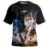 Men's Summer Crew-Neck T-Shirt with Cool Lion Print Casual Short-Sleeve Loose-Fit Pullover Fashionable Street Style for Men