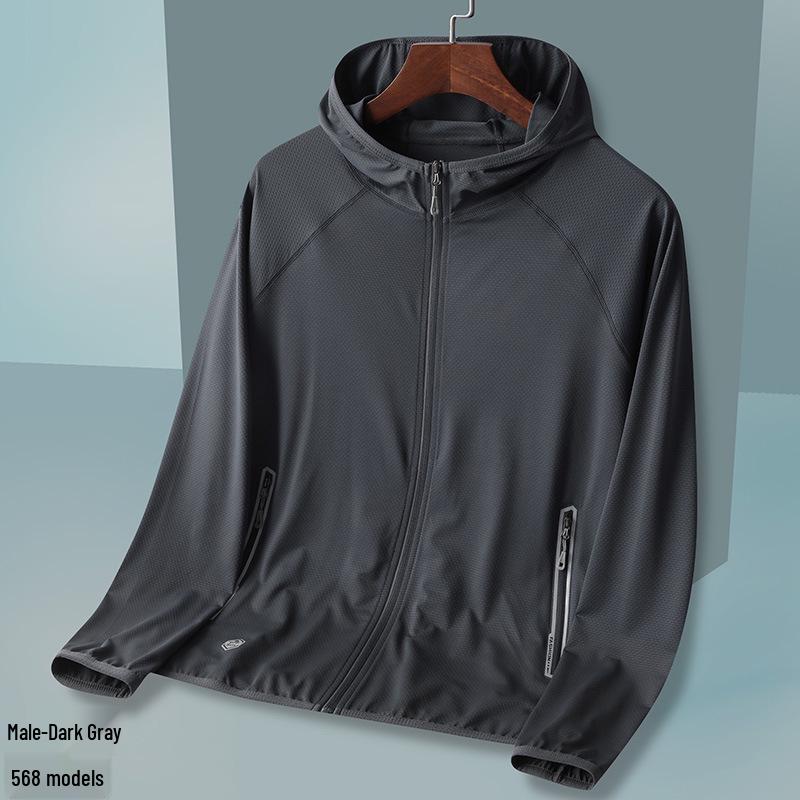 

Мужская и женская ультралегкая дышащая худи с защитой от солнца M темно-серого