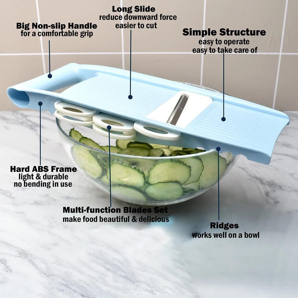 Rebanadora Mandolina 5 en 1 para Cocina Rebanador de Verduras Multi Cuchilla Cortador de Verduras Cortador de Patatas Fritas