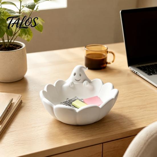 Unique Jewelry Tray Ghost Petal Tray, 3D Printed Cute Spooky Desk Organizer for Small Room Accents Items, Cartoon Ring And Earring Holder, Niche