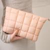 Puffy Quilted Padded Makeup Bag Large Capacity Zipper Cotton Clutch Bag Solid Color Storage Bag Cosmetic Bag Beauty Case