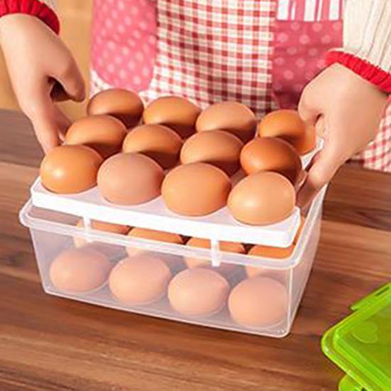Storage Box Double Layers 24 Grids Eggs Holder Large Capacity Airtight Organizer for Home