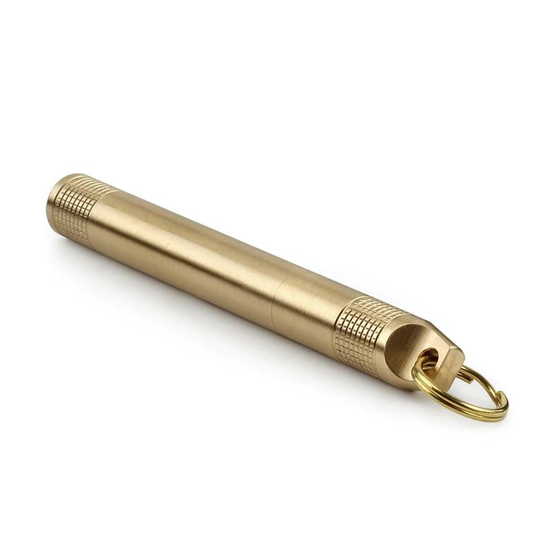 Brass Seal Bottles Waterproof Canister Keychain Medicine Toothpick Bottle Outdoor Camping Tool