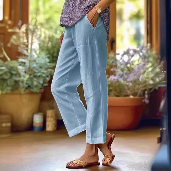 2023 Women's Cotton Linen Loose Straight-Leg Casual Fashion Pants
