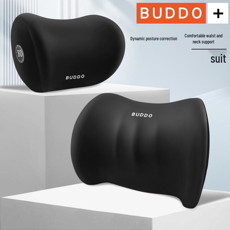 Car Headrest & Lumbar Support Memory Foam Pillow Set for Driver's Seat