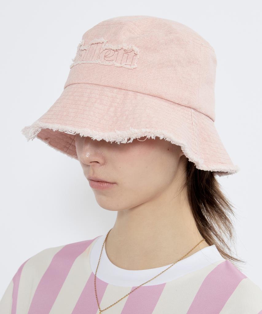 FALLETT Damaged Denim Bucket Hat Light Pink