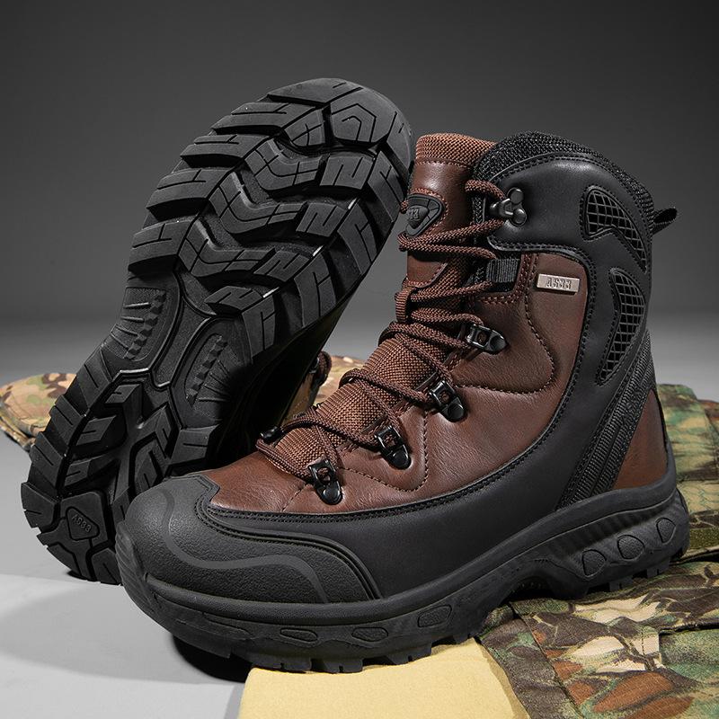 

New mid-top tactical boots men s outdoor hiking shoes platform-soled outdoor sports shoes fashionable men s short boots 47