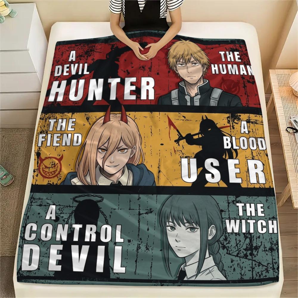 1 Stück Chainsaw Man Gemustert Flanelldecke Geeignet für Alle Jahreszeiten Für Heimdekoration Wärme Und Komfort Geschenke Feiertagsgeschenk