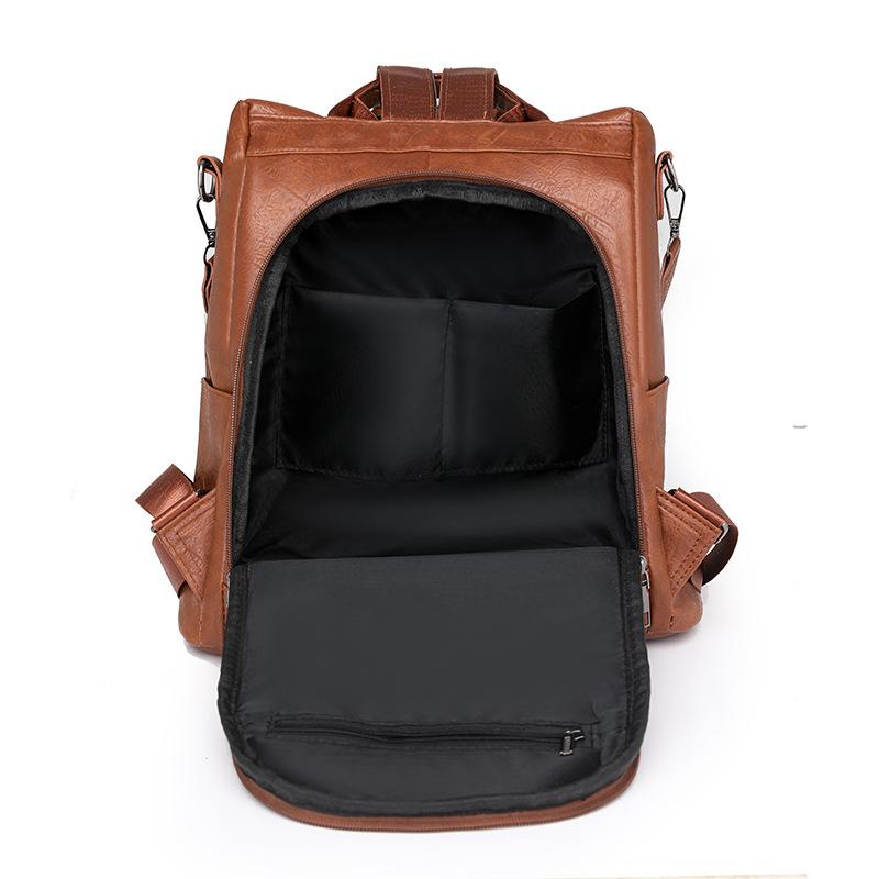 Backpack Women's Korean Edition Large Capacity Women's Backpack Backpack Women's Bag PU Women's Bag Retro