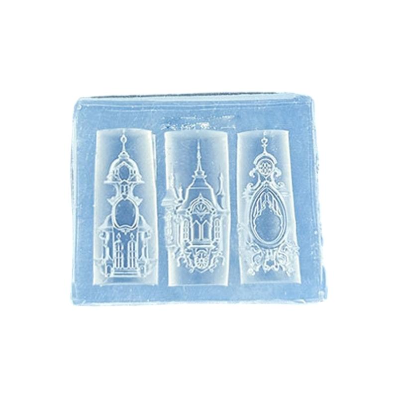 

Reusable Silicone Nails Art Mould for Embossed European Castles Church Angel Designs
