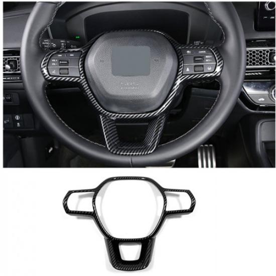Carbon Fiber Steering Wheel Decor Frame Trim 1PCS For Honda Civic