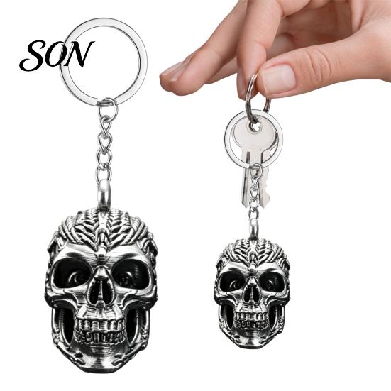 Small Punk Decoration 3D Printed Skull Keychain, Detailed Skeleton Key Ring Pendant for Cool Trendy Toy Bag Backpack, Spooky Accessory, Halloween Gift
