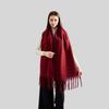 New neck autumn and winter mohair contrasting color hemming scarf women's simple versatile warm high sense fashion solid color circumference