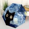 1pc Black Cat Automatic Open/close Folding Umbrella, Compact Portable Travel Umbrella,Durable Construction Yy250814189